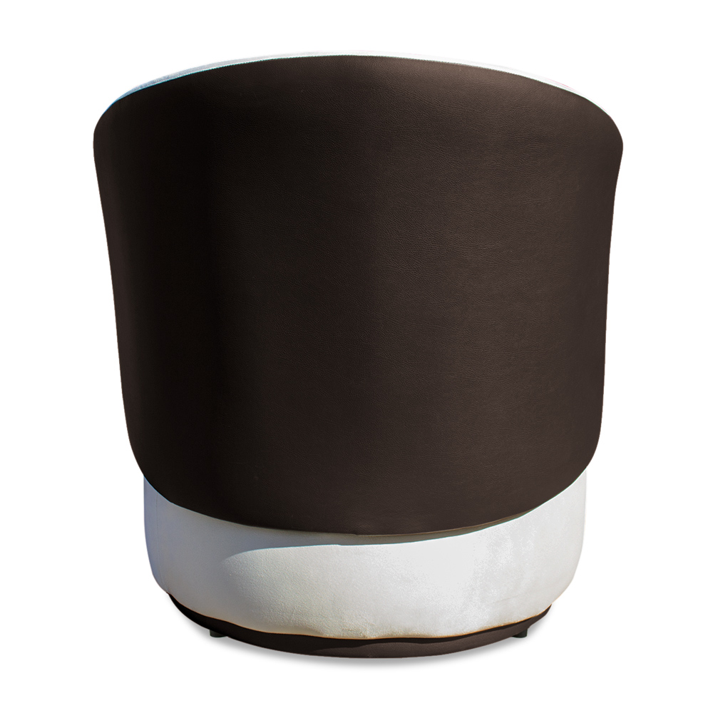 Conjunto Sofá Namoradeira com Poltrona Lara Veludo Bege/PU Marrom - Montanaris Decor