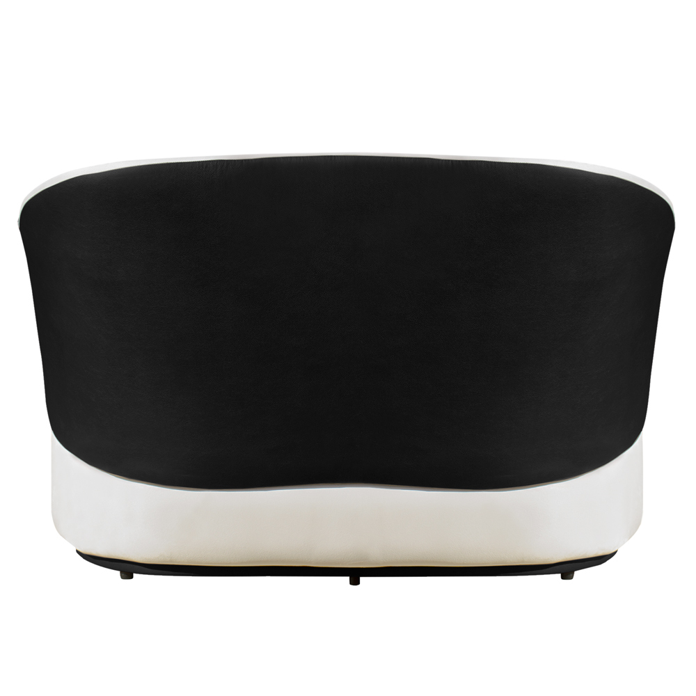 Conjunto Sofá Namoradeira com Poltrona Lara Veludo Bege/PU Preto - Montanaris Decor