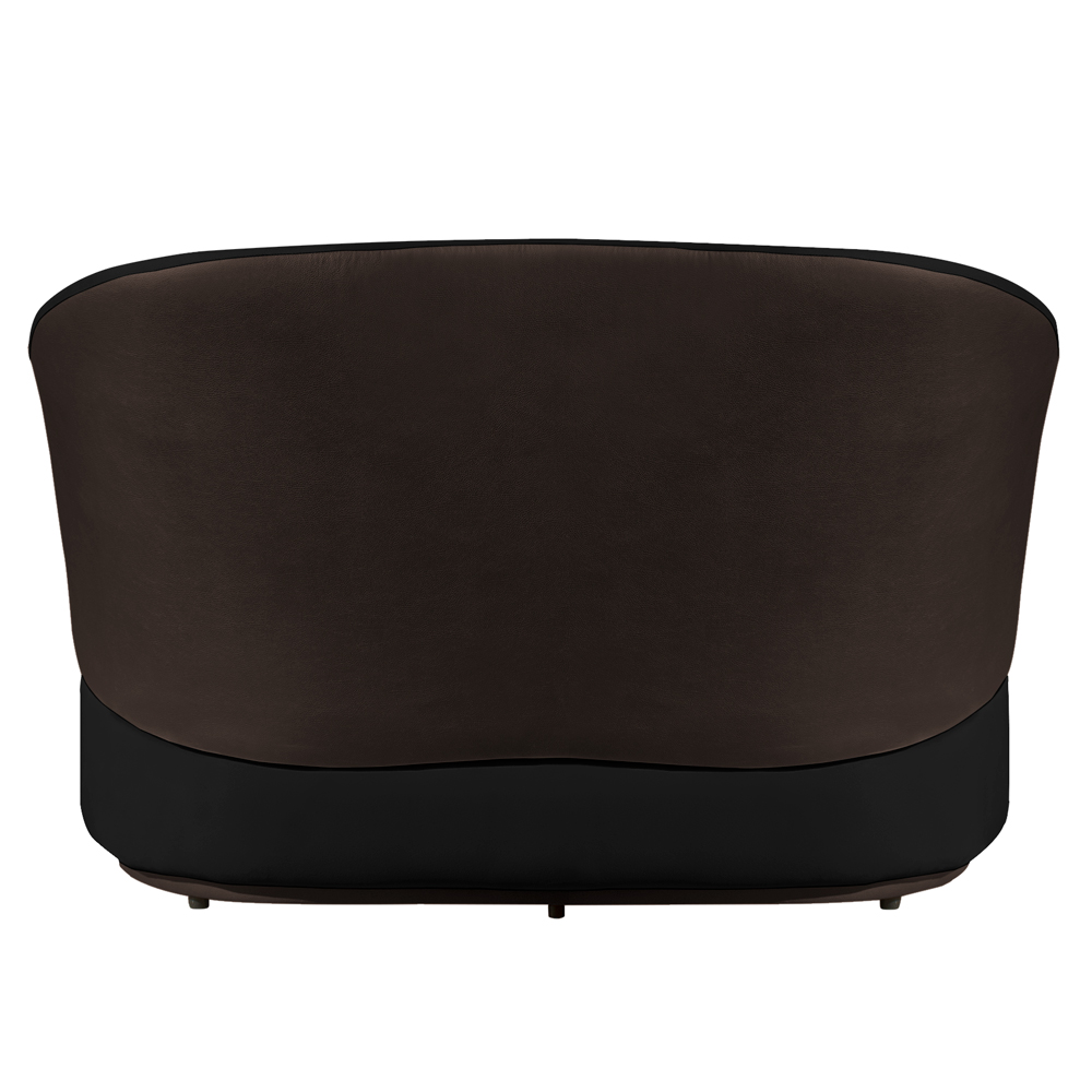 Conjunto Sofá Namoradeira com Poltrona Lara Veludo Preto/PU Marrom - Montanaris Decor