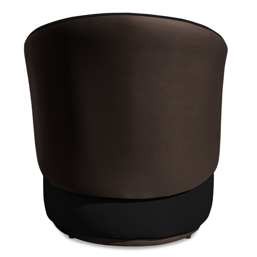 Conjunto Sofá Namoradeira com Poltrona Lara Veludo Preto/PU Marrom - Montanaris Decor