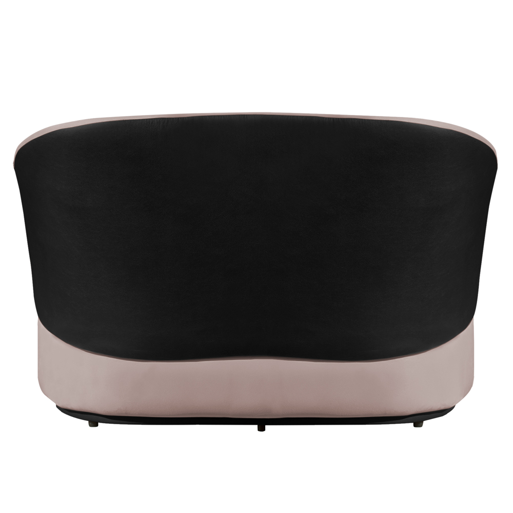 Conjunto Sofá Namoradeira com Poltrona Lara Veludo Rosê/PU Preto - Montanaris Decor