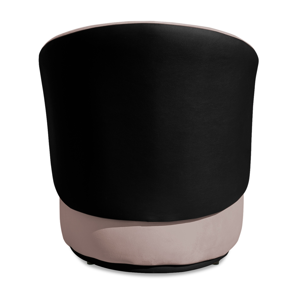Conjunto Sofá Namoradeira com Poltrona Lara Veludo Rosê/PU Preto - Montanaris Decor