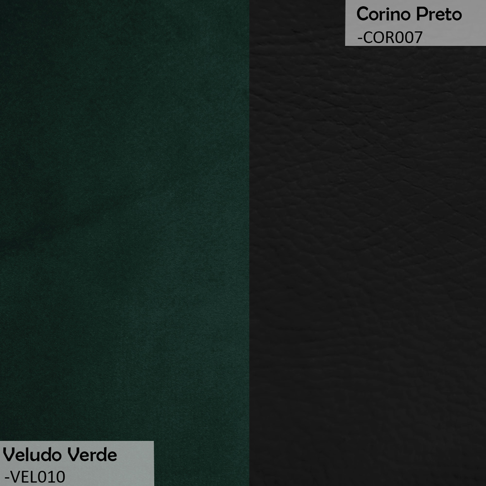 Conjunto Sofá Namoradeira com Poltrona Lara Veludo Verde/PU Preto - Montanaris Decor