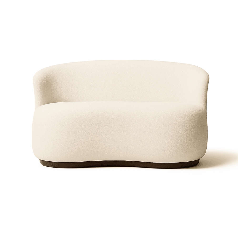 Conjunto de Poltrona + Namoradeira Decorativa Sala Estar Orgânica Beatriz Boucle Bege  - Montanaris Decor
