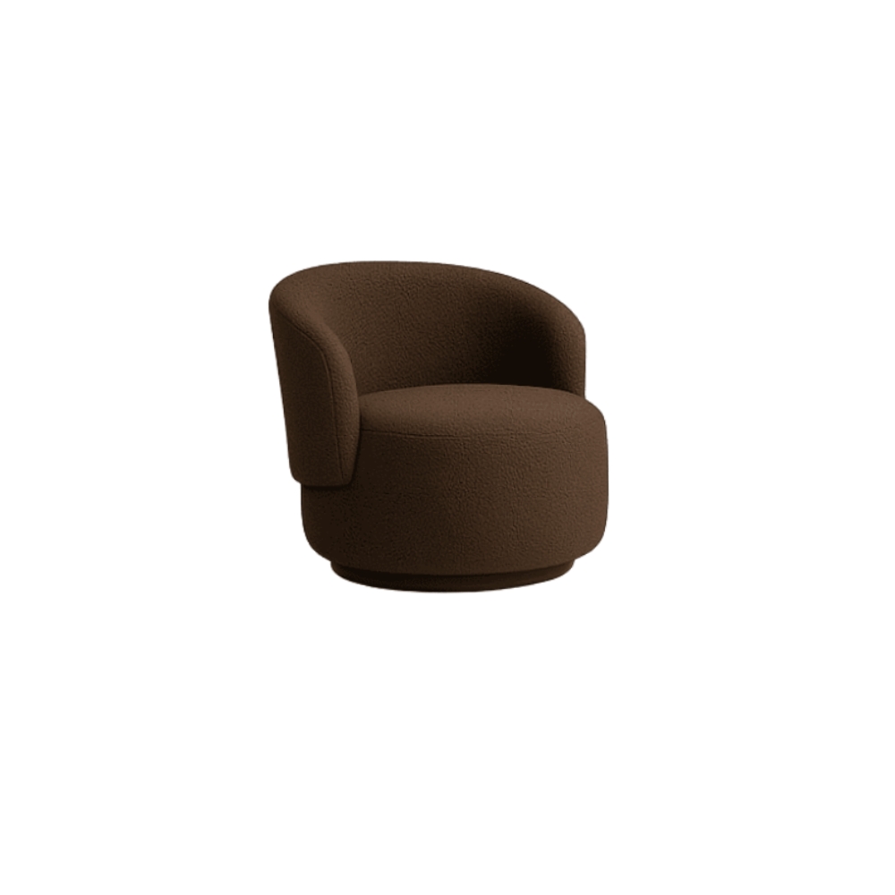 Conjunto de Poltrona + Namoradeira Decorativa Sala Estar Orgânica Beatriz Boucle Marrom- Montanaris Decor