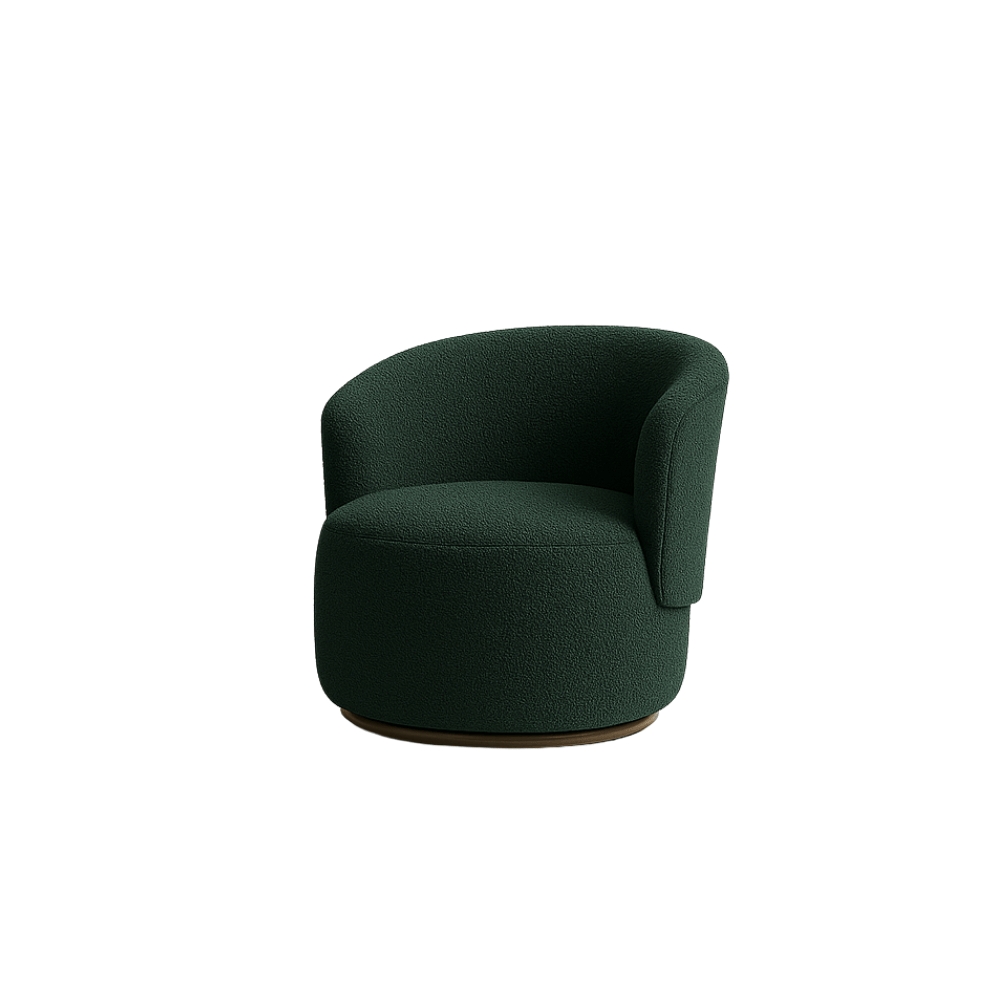 Conjunto de Poltrona + Namoradeira Decorativa Sala Estar Orgânica Beatriz Boucle Verde - Montanaris Decor