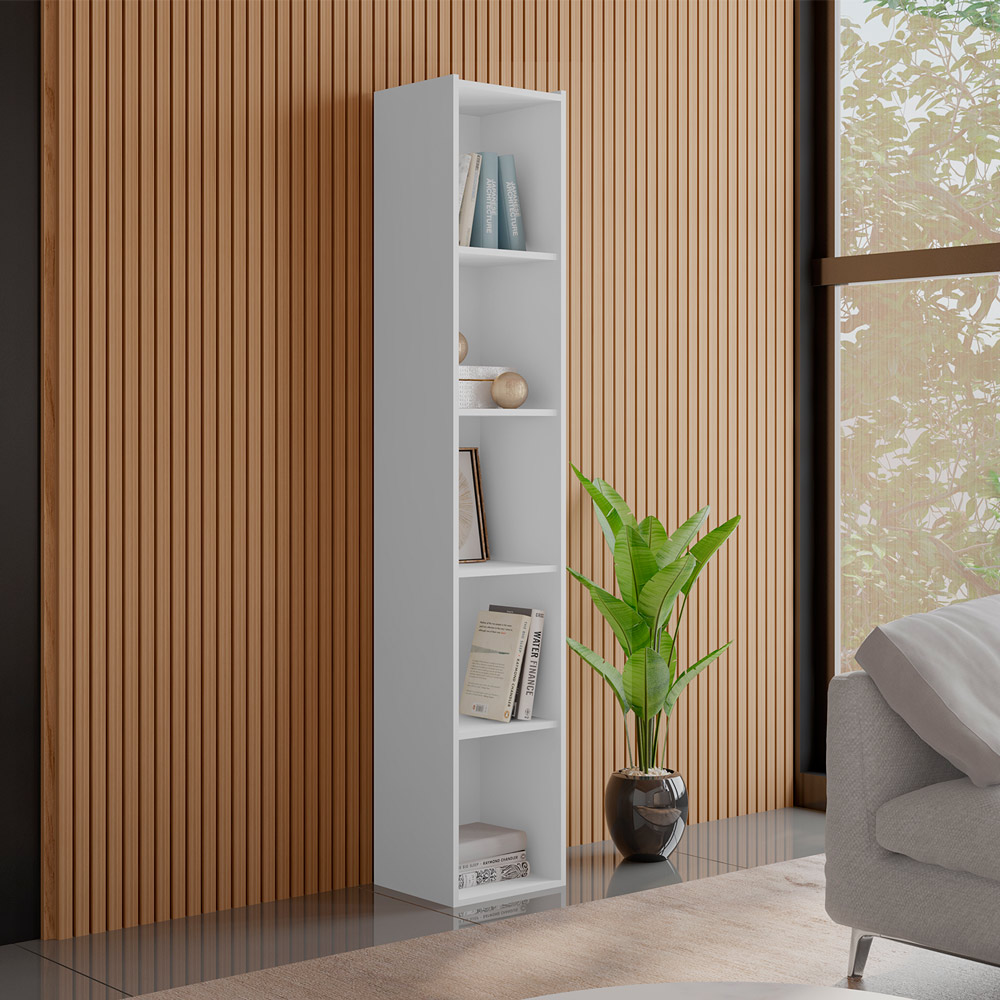 Estante Para Livros com 4 Prateleiras 33cm Julia Branco - Montanaris Decor