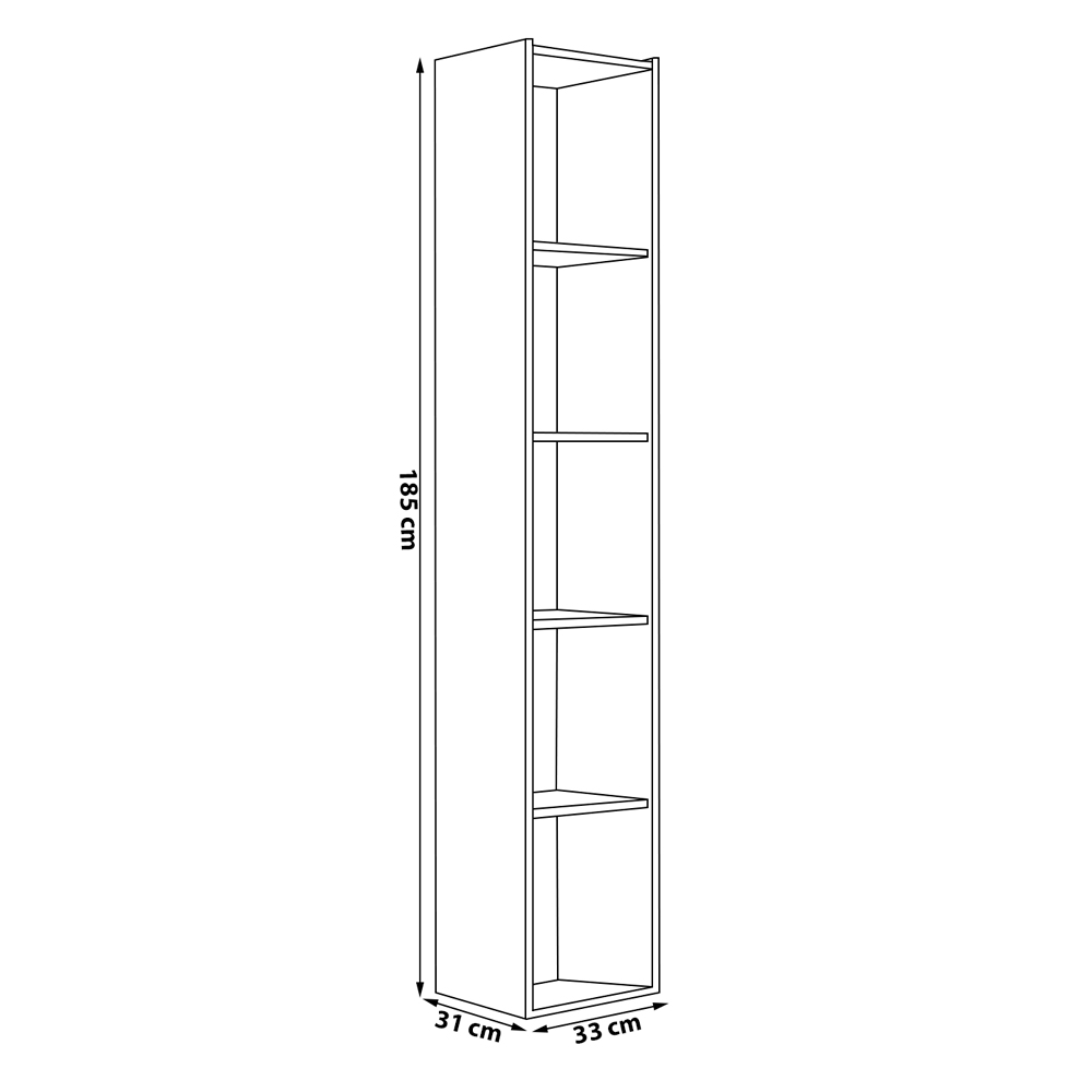 Estante Para Livros com 4 Prateleiras 33cm Julia Branco - Montanaris Decor