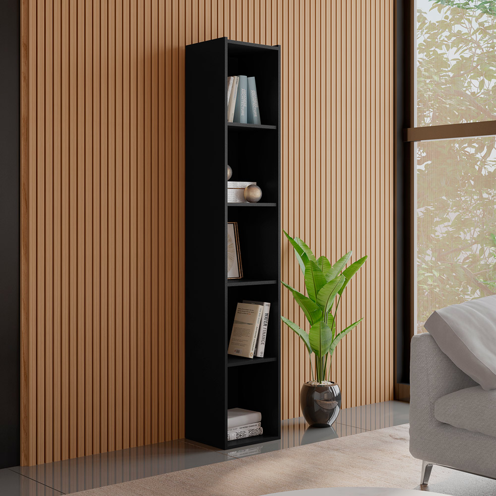 Estante Para Livros com 4 Prateleiras 33cm Julia Preto - Montanaris Decor
