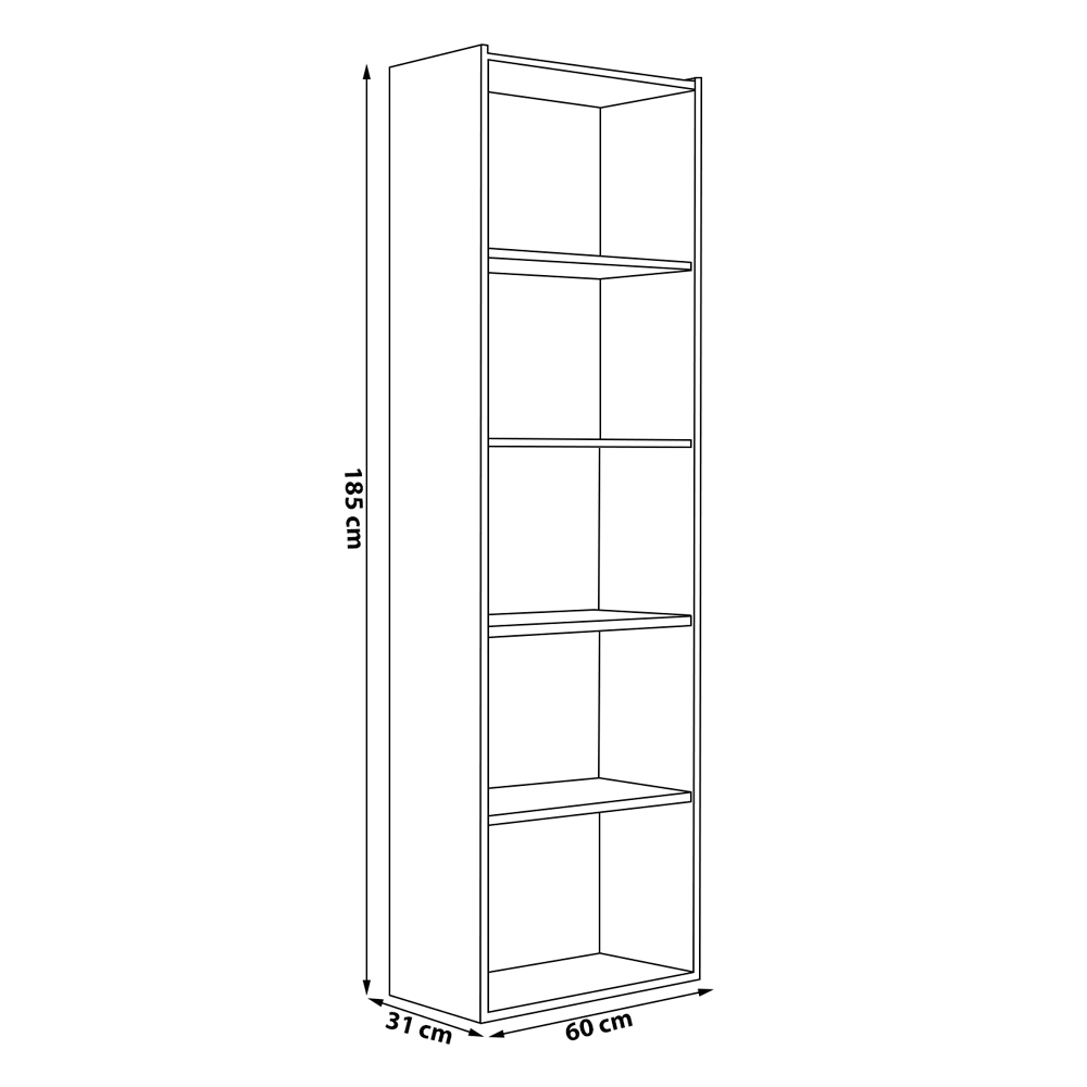 Estante Para Livros com 4 Prateleiras 60cm Julia Castanho - Montanaris Decor
