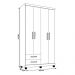 Guarda Roupa Solteiro 4 Portas 2 Gavetas Louise Branco - Montanaris Decor