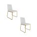 Kit 02 Cadeira de Jantar Estofada Lille Base Gold Courino Branco  - Montanaris Decor