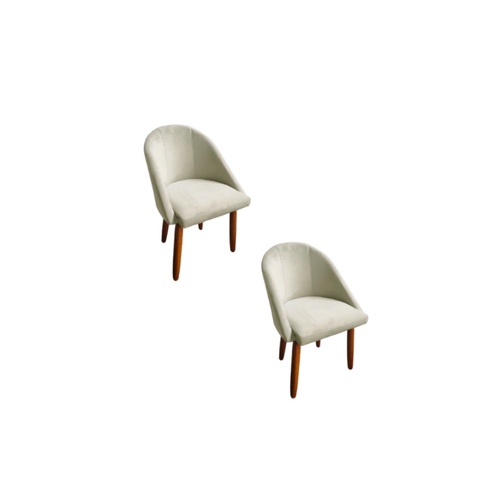 Kit 02 Cadeiras jantar Meia Lua Veludo Bege - Montanaris Decor