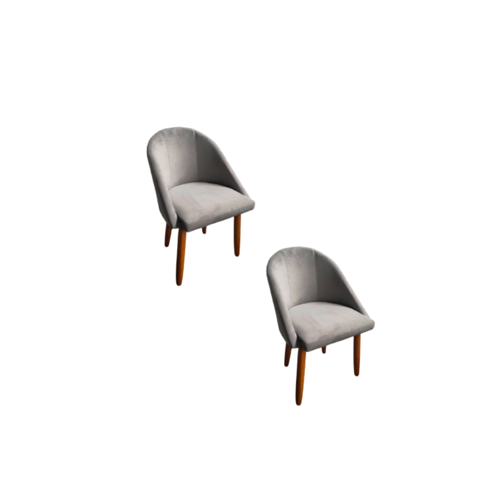 Kit 02 Cadeiras jantar Meia Lua Veludo Cinza - Montanaris Decor