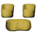 Kit 02 Poltronas  e 01 Puff Decorativo Beatriz Veludo Amarelo/PU Marrom - Montanaris Decor