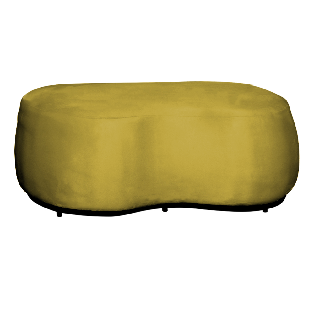 Kit 02 Poltronas  e 01 Puff Decorativo Beatriz Veludo Amarelo/PU Marrom - Montanaris Decor