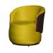Kit 02 Poltronas  e 01 Puff Decorativo Beatriz Veludo Amarelo/PU Marrom - Montanaris Decor