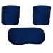 Kit 02 Poltronas  e 01 Puff Decorativo Beatriz Veludo Azul Marinho/PU Marrom - Montanaris Decor