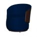 Kit 02 Poltronas  e 01 Puff Decorativo Beatriz Veludo Azul Marinho/PU Marrom - Montanaris Decor