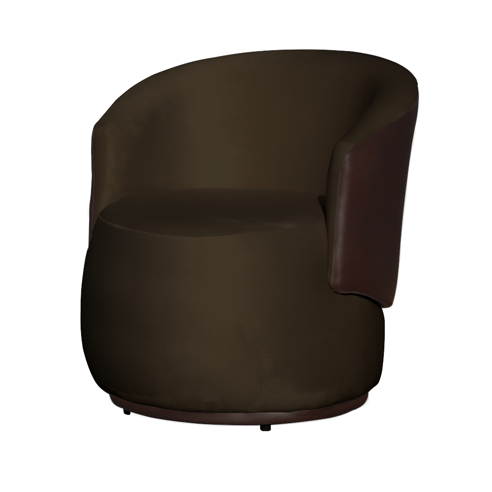 Kit 02 Poltronas  e 01 Puff Decorativo Beatriz Veludo Marrom/PU Marrom - Montanaris Decor