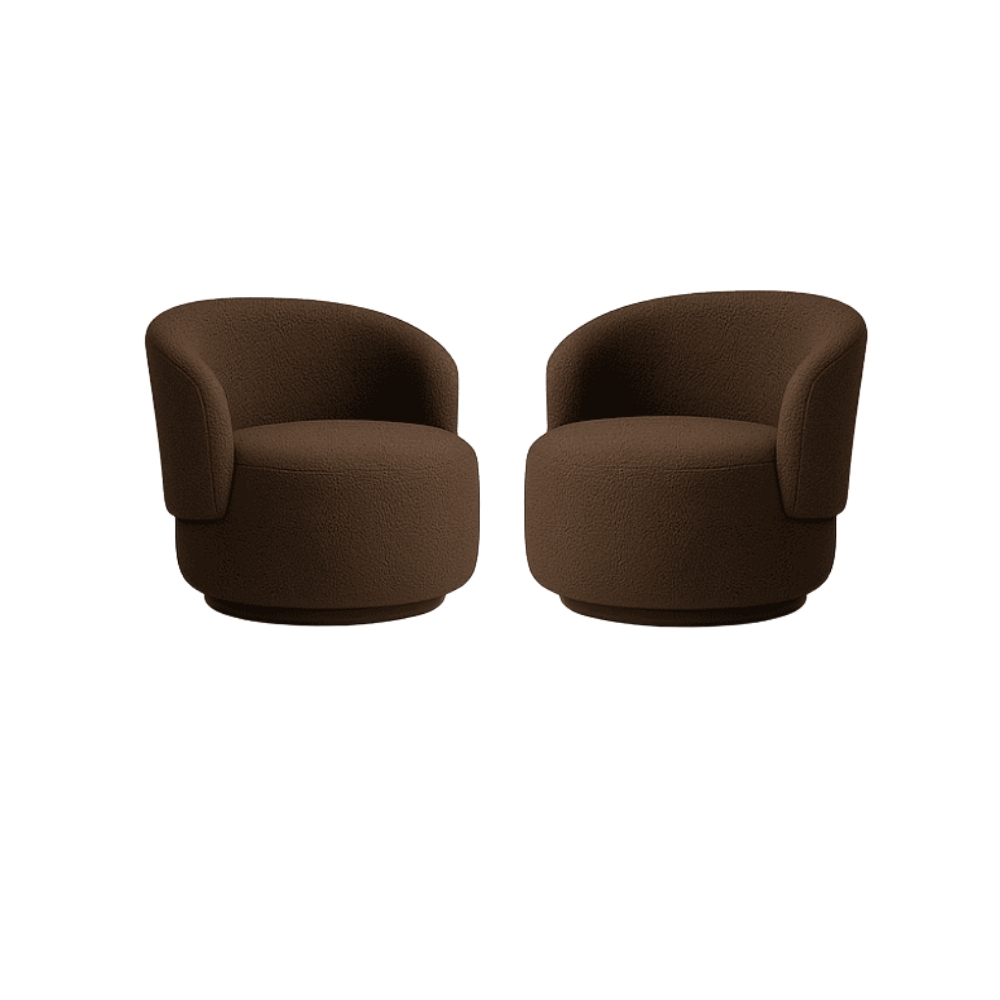 Kit 02 Poltronas + Namoradeira Decorativa Sala Estar Orgânica Beatriz Boucle Marrom - Montanaris Decor