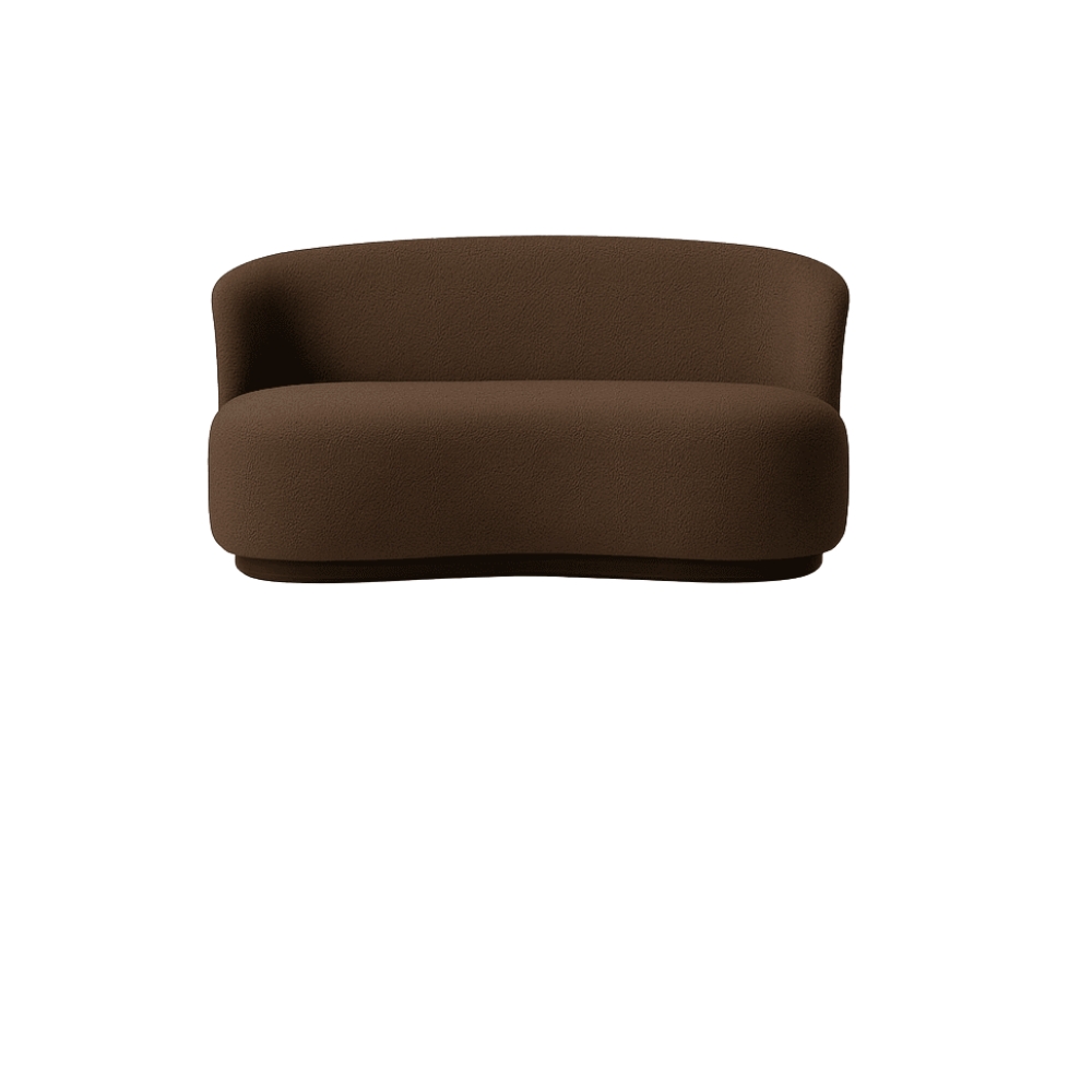Kit 02 Poltronas + Namoradeira Decorativa Sala Estar Orgânica Beatriz Boucle Marrom - Montanaris Decor