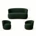 Kit 02 Poltronas + Namoradeira Decorativa Sala Estar Orgânica Beatriz Boucle Verde - Montanaris Decor