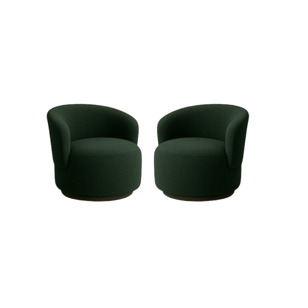 Kit 02 Poltronas + Namoradeira Decorativa Sala Estar Orgânica Beatriz Boucle Verde - Montanaris Decor