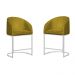 Kit 02 Poltronas Cadeira Banqueta Mia Base Branca Veludo Amarelo  - Montanaris Decor