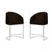 Kit 02 Poltronas Cadeira Banqueta Mia Base Branca Veludo Marrom  - Montanaris Decor