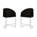 Kit 02 Poltronas Cadeira Banqueta Mia Base Branca Veludo Preto - Montanaris Decor