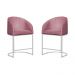 Kit 02 Poltronas Cadeira Banqueta Mia Base Branca Veludo Rosa - Montanaris Decor