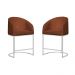 Kit 02 Poltronas Cadeira Banqueta Mia Base Branca Veludo Terracota - Montanaris Decor