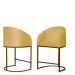 Kit 02 Poltronas Cadeira Banqueta Mia Base Bronze Veludo Amarelo - Montanaris Decor