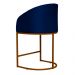 Kit 02 Poltronas Cadeira Banqueta Mia Base Bronze Veludo Azul Marinho - Montanaris Decor