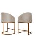 Kit 02 Poltronas Cadeira Banqueta Mia Base Bronze Veludo Bege - Montanaris Decor