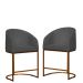 Kit 02 Poltronas Cadeira Banqueta Mia Base Bronze Veludo Cinza - Montanaris Decor