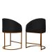 Kit 02 Poltronas Cadeira Banqueta Mia Base Bronze Veludo Preto - Montanaris Decor