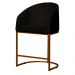 Kit 02 Poltronas Cadeira Banqueta Mia Base Bronze Veludo Preto - Montanaris Decor