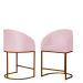 Kit 02 Poltronas Cadeira Banqueta Mia Base Bronze Veludo Rosa - Montanaris Decor