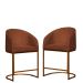 Kit 02 Poltronas Cadeira Banqueta Mia Base Bronze Veludo Terracota - Montanaris Decor