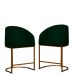 Kit 02 Poltronas Cadeira Banqueta Mia Base Bronze Veludo Verde - Montanaris Decor