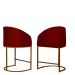 Kit 02 Poltronas Cadeira Banqueta Mia Base Bronze Veludo Vermelho - Montanaris Decor