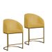 Kit 02 Poltronas Cadeira Banqueta Mia Base Dourada Veludo Amarelo - Montanaris Decor