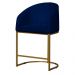 Kit 02 Poltronas Cadeira Banqueta Mia Base Dourada Veludo Azul Marinho - Montanaris Decor
