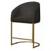 Kit 02 Poltronas Cadeira Banqueta Mia Base Dourada Veludo Grafite - Montanaris Decor