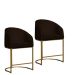 Kit 02 Poltronas Cadeira Banqueta Mia Base Dourada Veludo Marrom - Montanaris Decor