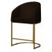Kit 02 Poltronas Cadeira Banqueta Mia Base Dourada Veludo Marrom - Montanaris Decor