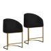 Kit 02 Poltronas Cadeira Banqueta Mia Base Dourada Veludo Preto - Montanaris Decor