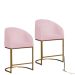 Kit 02 Poltronas Cadeira Banqueta Mia Base Dourada Veludo Rosa - Montanaris Decor